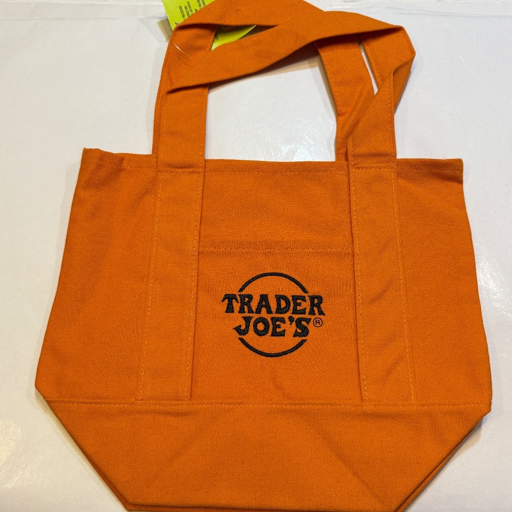 NWT Trader Joe's Orange Mini Canvas Tote Bag